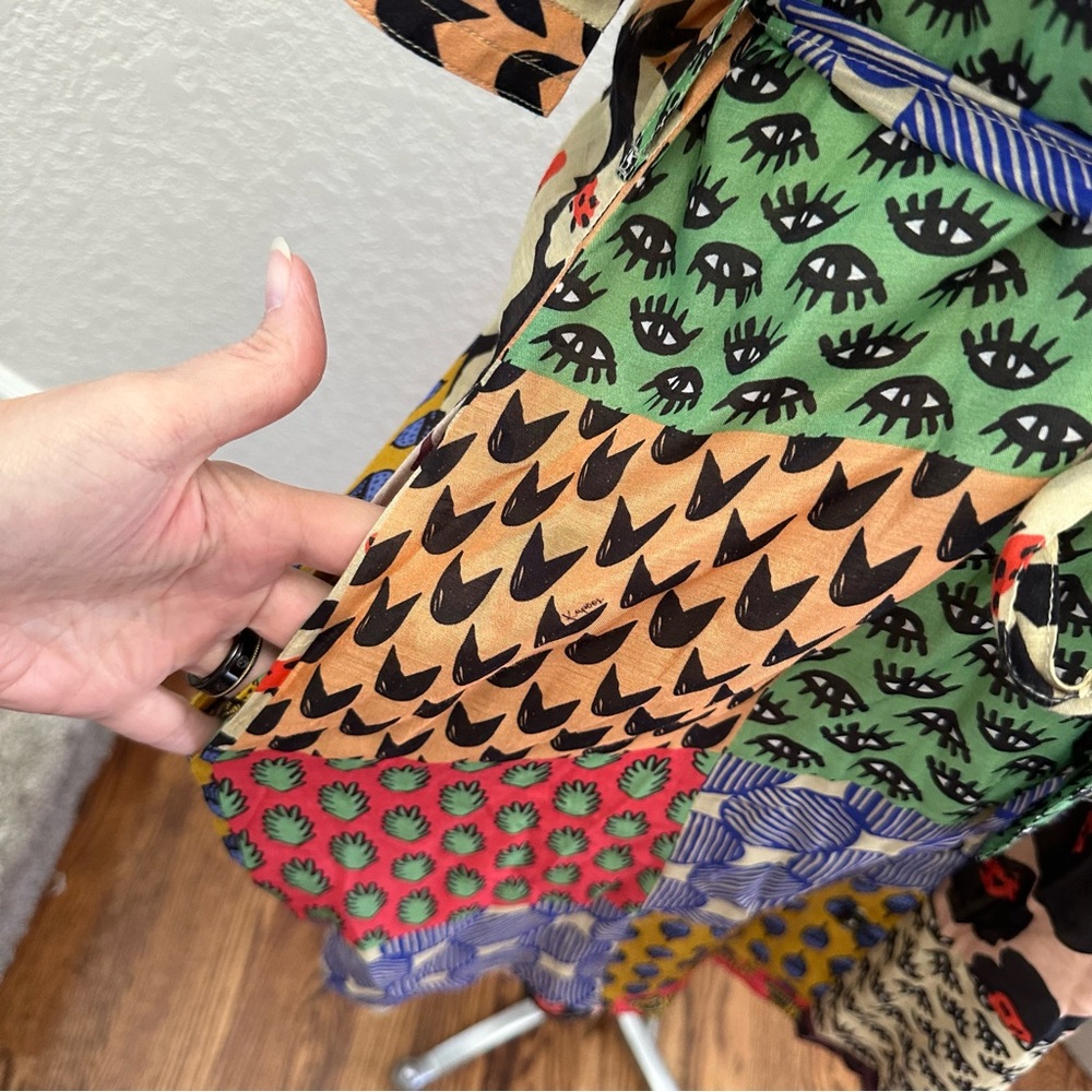 Anthropologie Dhruv Kapoor button front‎ bright print belted dress size M NWT - Picture 9 of 10